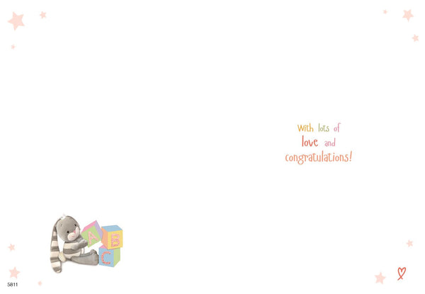Granddaughter birth congratulations card - cute rabbit