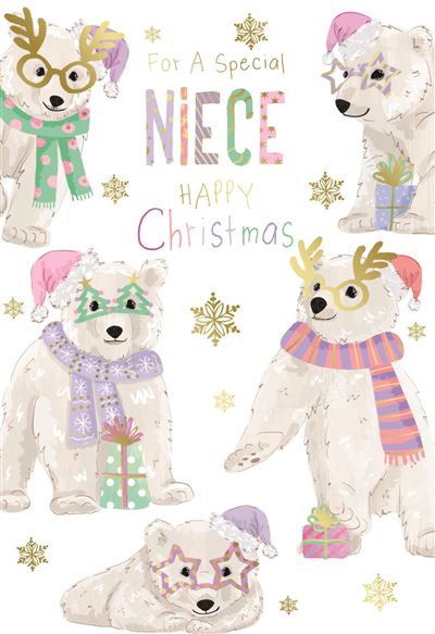 Niece Christmas card - cute polar bears