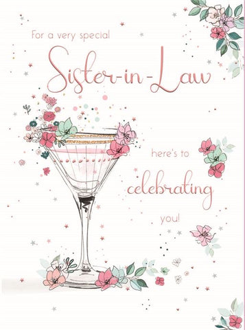 Sister in law birthday card - birthday drink