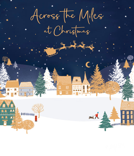 Across the miles Christmas card- festive skyline