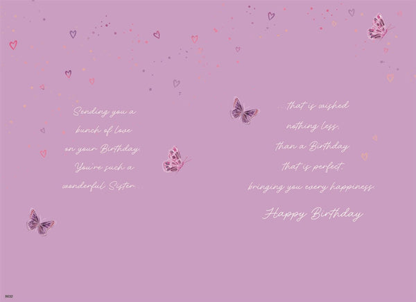 Sister birthday card - floral bouquet