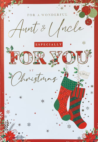 Aunt and Uncle Christmas card- Xmas stockings
