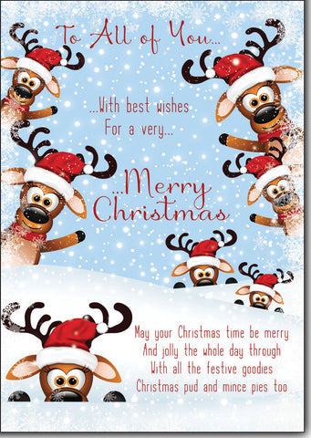 To All of you Christmas card - festive reindeers