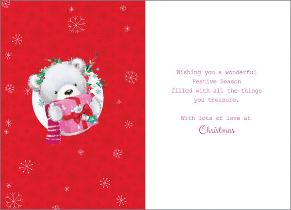 Niece Christmas card - cute Xmas bear