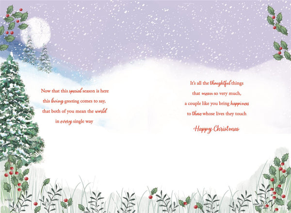 Son and Daughter in law Christmas card- festive walk