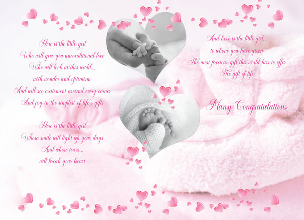 Birth of a baby girl congratulations card- sentimental