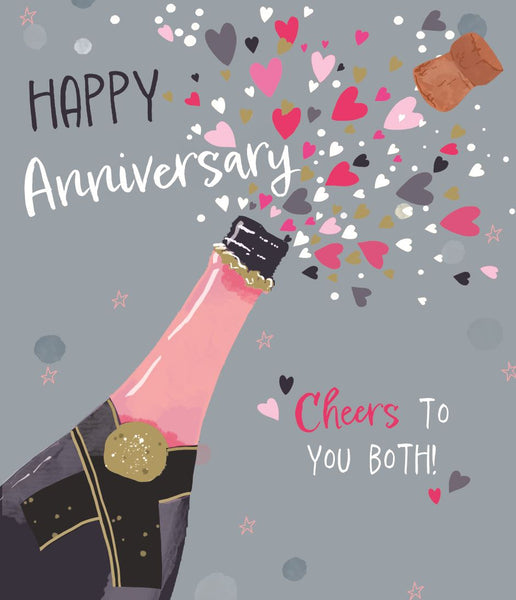 Your wedding anniversary card - champagne hearts