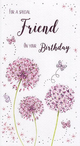 Friend birthday card - flowers and butterflies