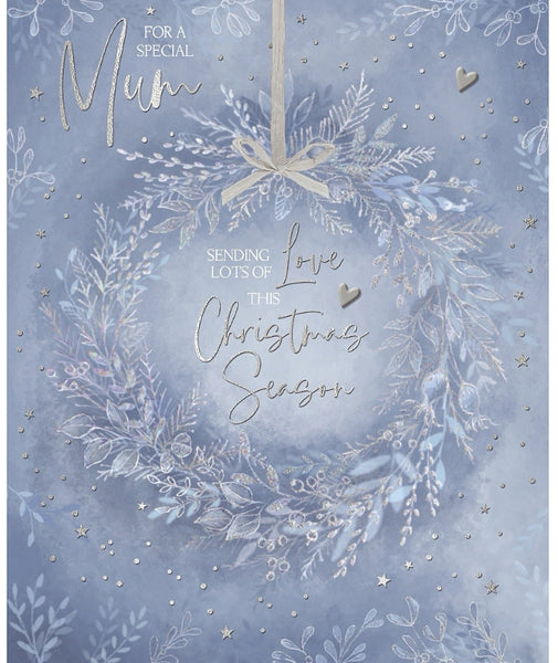 Mum Christmas boxed card - Xmas wreath