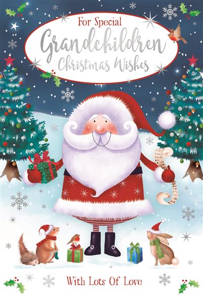 To Grandchildren Christmas card - cute Father Christmas