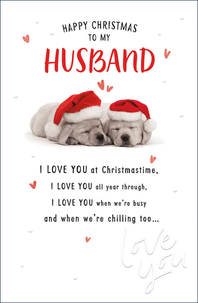 Husband Christmas card - cute dogs
