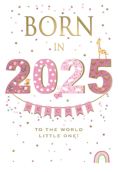 Christening card - pink - 2025