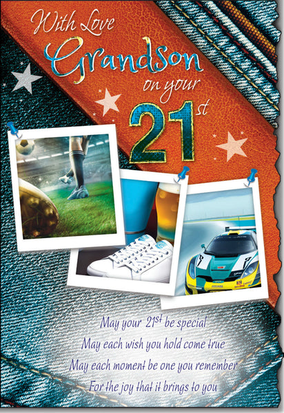 Grandson 21st birthday card - sentimental verse