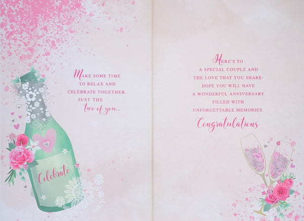 Your anniversary card - champagne and flowers