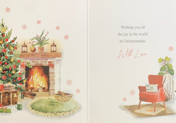To all the family Christmas card - festive fireside