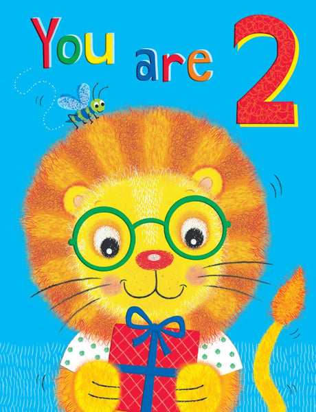 Age 2 birthday card - cute lion