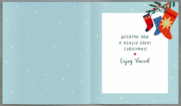 Brother Christmas card -sparkling Xmas stockings