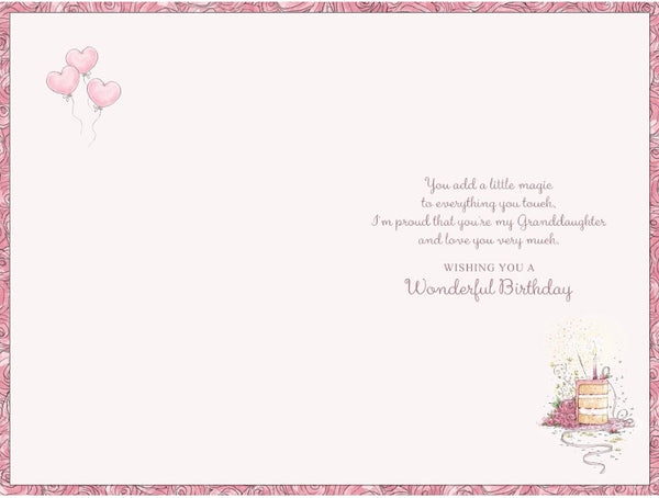 Granddaughter birthday card - cake and flowers