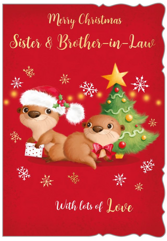 Sister and Brother-in-law Christmas card - cute otters