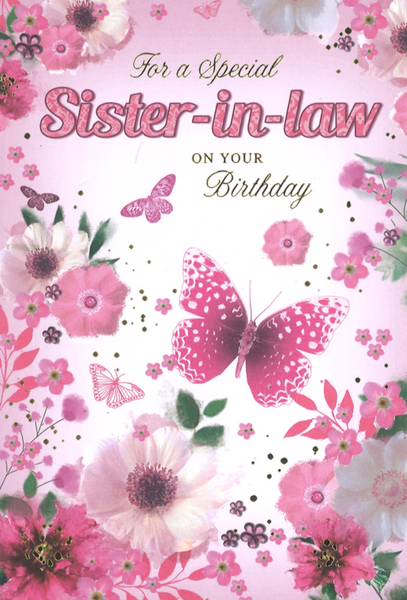 Sister in law birthday card- flowers and butterflies