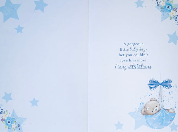 Birth of a baby boy card - cute bear