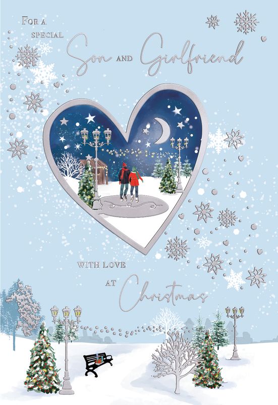 Son and Girlfriend Christmas card- Xmas drinks