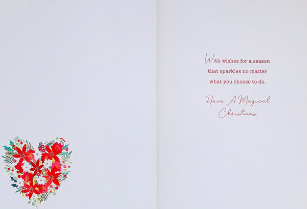 Nan Christmas card - festive floral heart