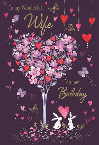 Wife birthday card - floral tree