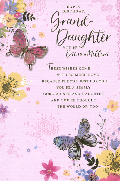 Granddaughter birthday card - sentimental verse