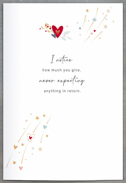 Luxury Wife anniversary card- hearts and flowers