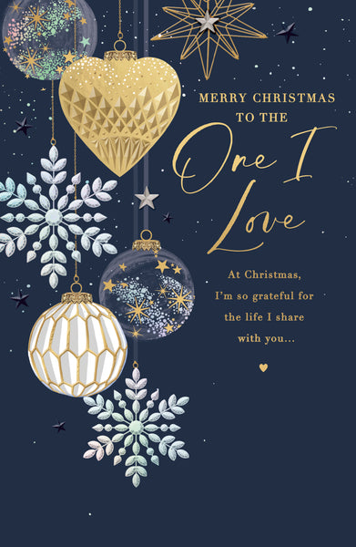 Luxury One I love Christmas card- Xmas baubles