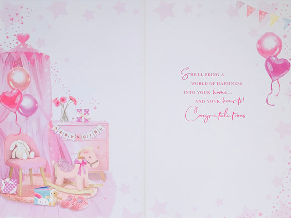 Baby girl birth congratulations card