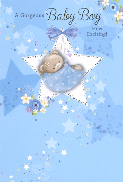 Birth of a baby boy card - cute bear