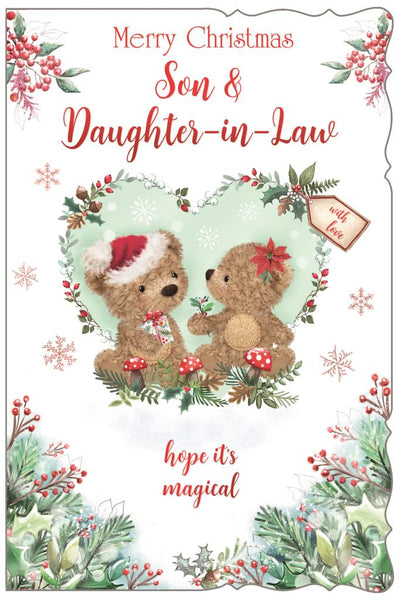 Son and Daughter-in-law Christmas card - cute bears