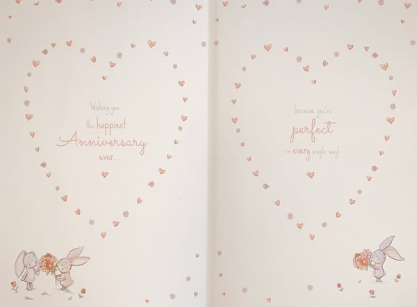 Wife anniversary card - cute rabbits - large card