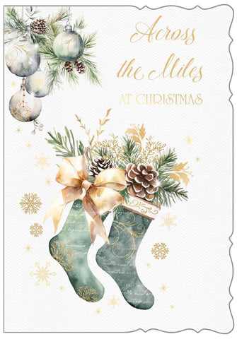 Across the miles Christmas card - Xmas stockings