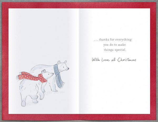 Wife Christmas card- cute romantic polar bears
