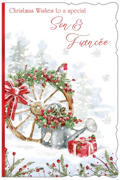 Son and Fiancée Christmas card - festive scene