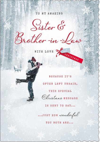 Sister and Brother-in-law Christmas card - romantic walk