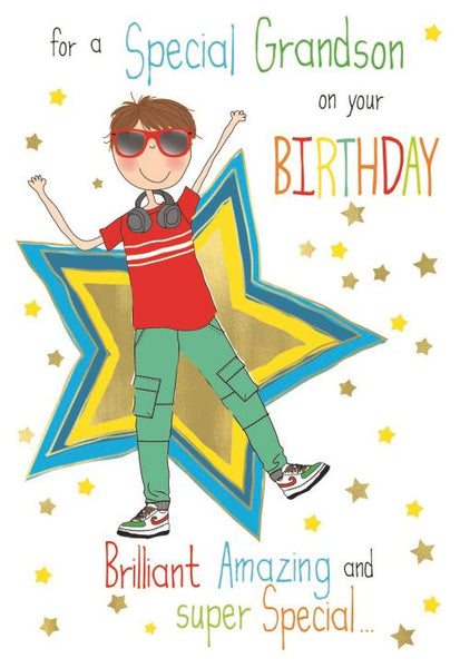 Grandson birthday card - fun & colourful