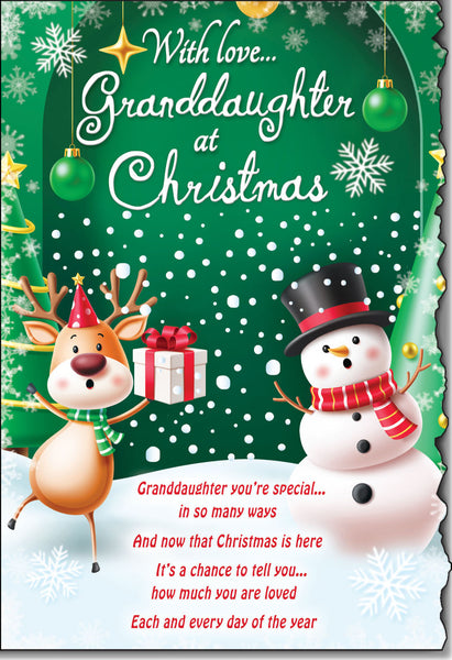 Granddaughter Christmas card- sentimental verse