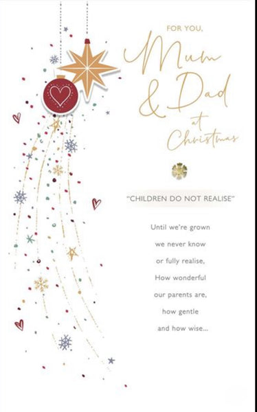 Luxury Mum and Dad Christmas card- sentimental verse
