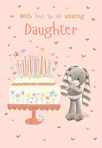 Daughter birthday card - cute Hun Bun rabbit