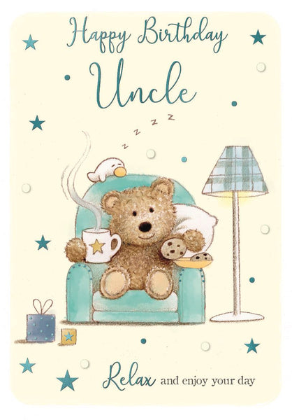 Uncle birthday card - bear and comfy chair