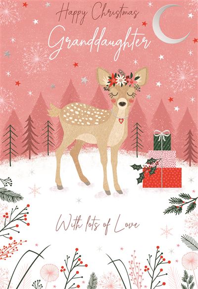 Granddaughter Christmas card - cute reindeer