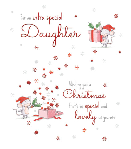 Daughter Christmas card- cute Xmas mouse