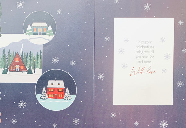 Thinking of you Christmas card - winter town