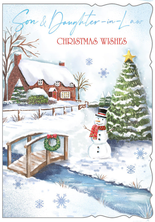 Son and Daughter-in-law Christmas card- winter village