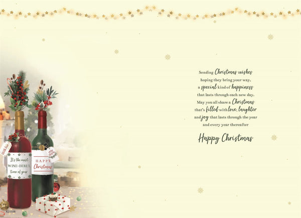 Nephew and Wife Christmas card - Xmas wine