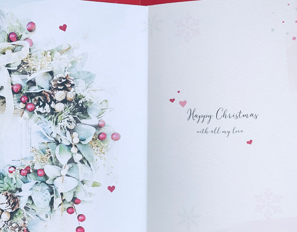 Wife Christmas card- Xmas flowers